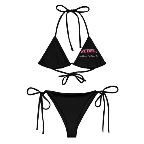 Black triangle bikini set with &