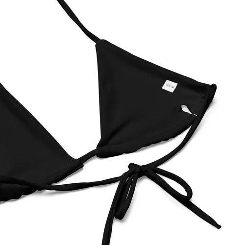 Black triangle bikini top with adjustable tie straps