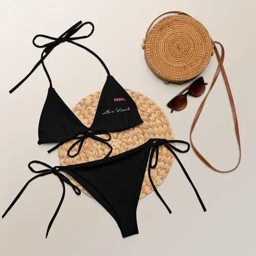 Black triangle bikini set with &