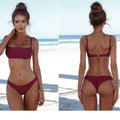 Womens Pure Color Bikini Swimsuit Ladies Sexy Triangle Beach Bathing